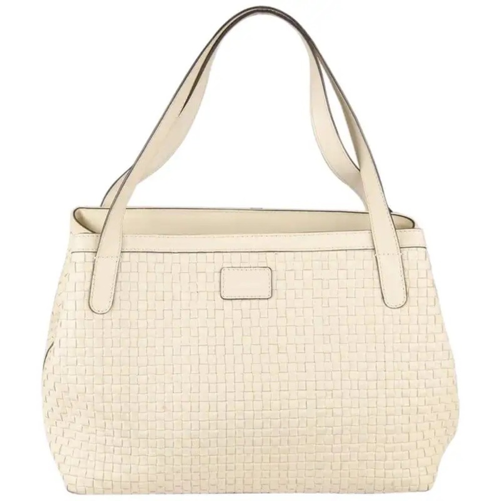 Max Mara Tan Woven Leather Shoulder Bag Tote